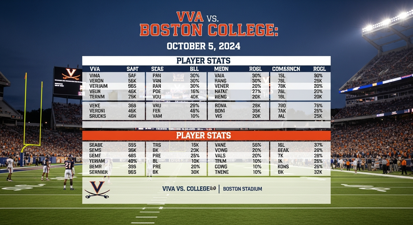 UVA Football vs Boston College Eagles Football Match Player Stats