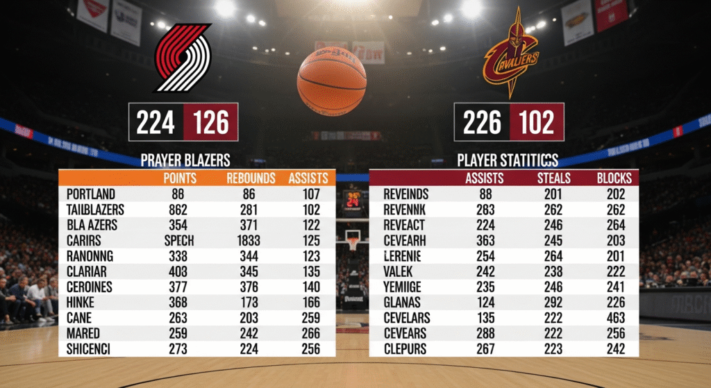 Portland Trail Blazers vs Cleveland Cavaliers Match Player Stats